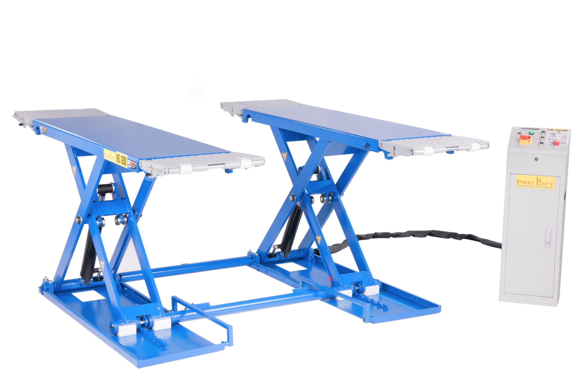 Mobile 3,2T Scherenhebebühne 230V mit Rangierkit & automatischer elektrischer Entriegelung