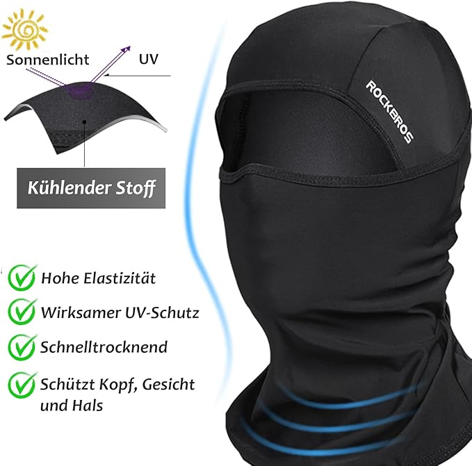 Sturmhaube Motorrad Sommer – Dünne, atmungsaktive Balaclava mit UV-Schutz für Herren, ideal als Fahrradmütze unter dem Helm für Radfahren, Rollerfahren und Klettern
